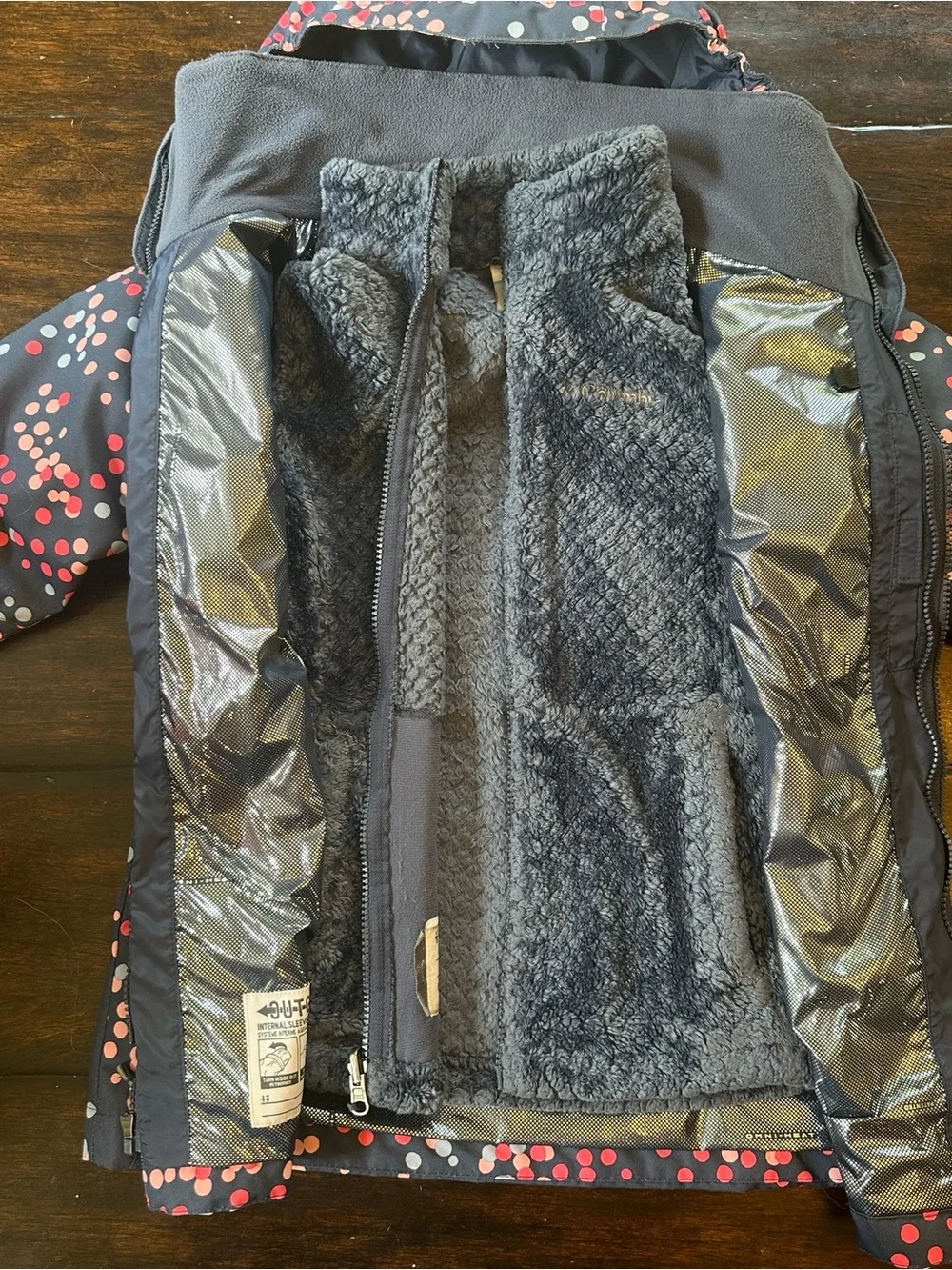 Kids' Navy Polka Dot Hooded Jacket - Columbia